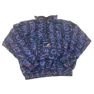 Vintage Gecko Hawaii Men's Size L Multi Colored Gecko Windbreaker Neon 90"s